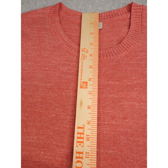 Logo by Lori Goldstein Heatherd Pink Crewneck Sweater Asymmetric Hem Size Medium - Picture 9 of 11